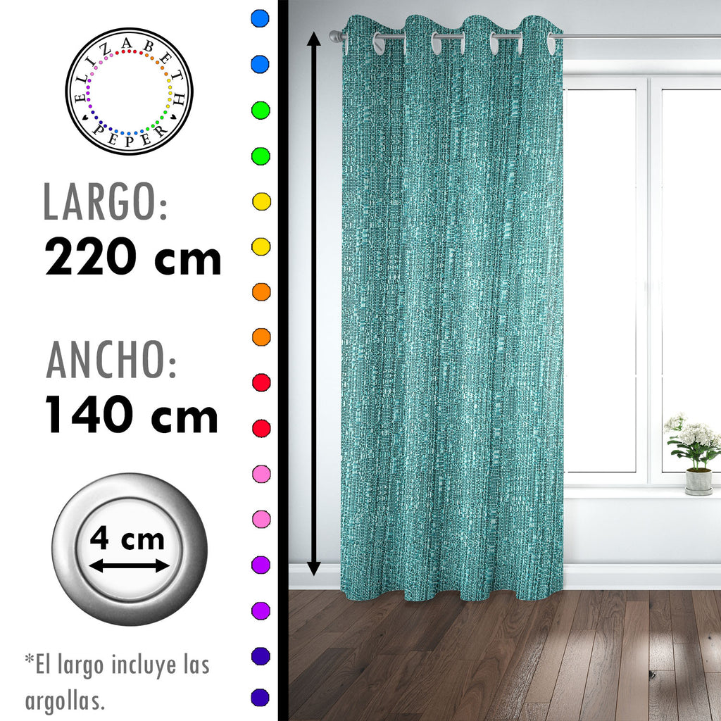 Set de Cortinas Hogar 2 Paños de 140 x 220 cm Turquesa