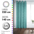 Set de Cortinas Hogar 2 Paños de 140 x 220 cm Turquesa