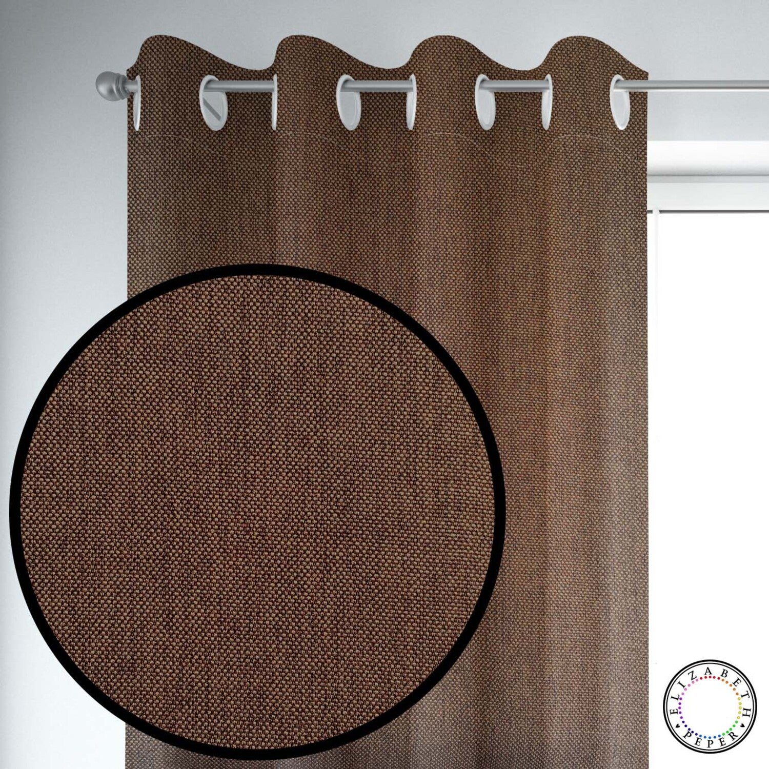 Set de Cortinas Textura Lino 2 Paños de 145 x 220 cm Café