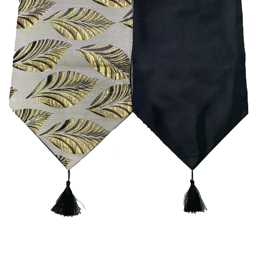 Camino De Mesa Con Diseño Negro con Dorado