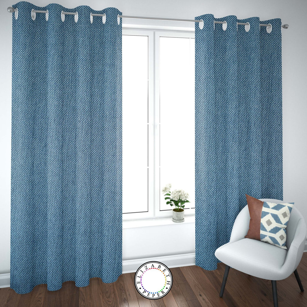 Set de Cortinas Textura Lino 2 Paños de 145 x 220 cm Azul