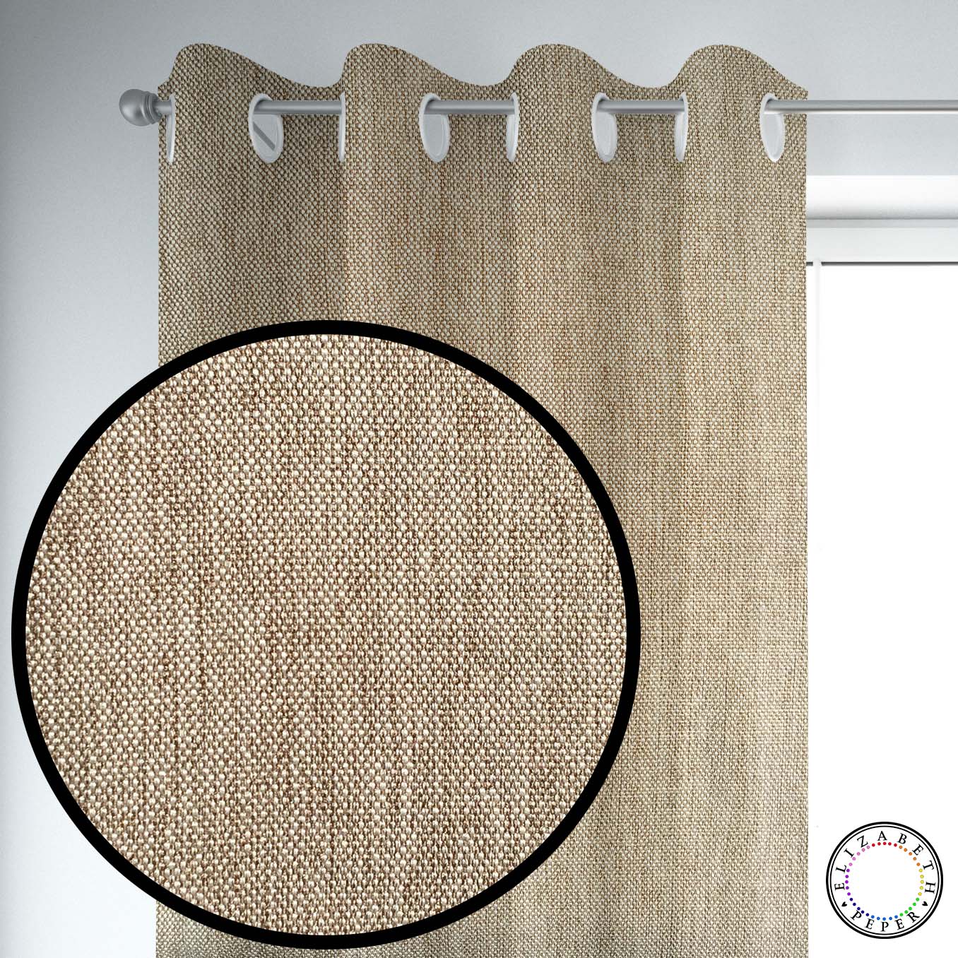 Set de Cortinas Textura Lino 2 Paños de 145 x 220 cm Beige