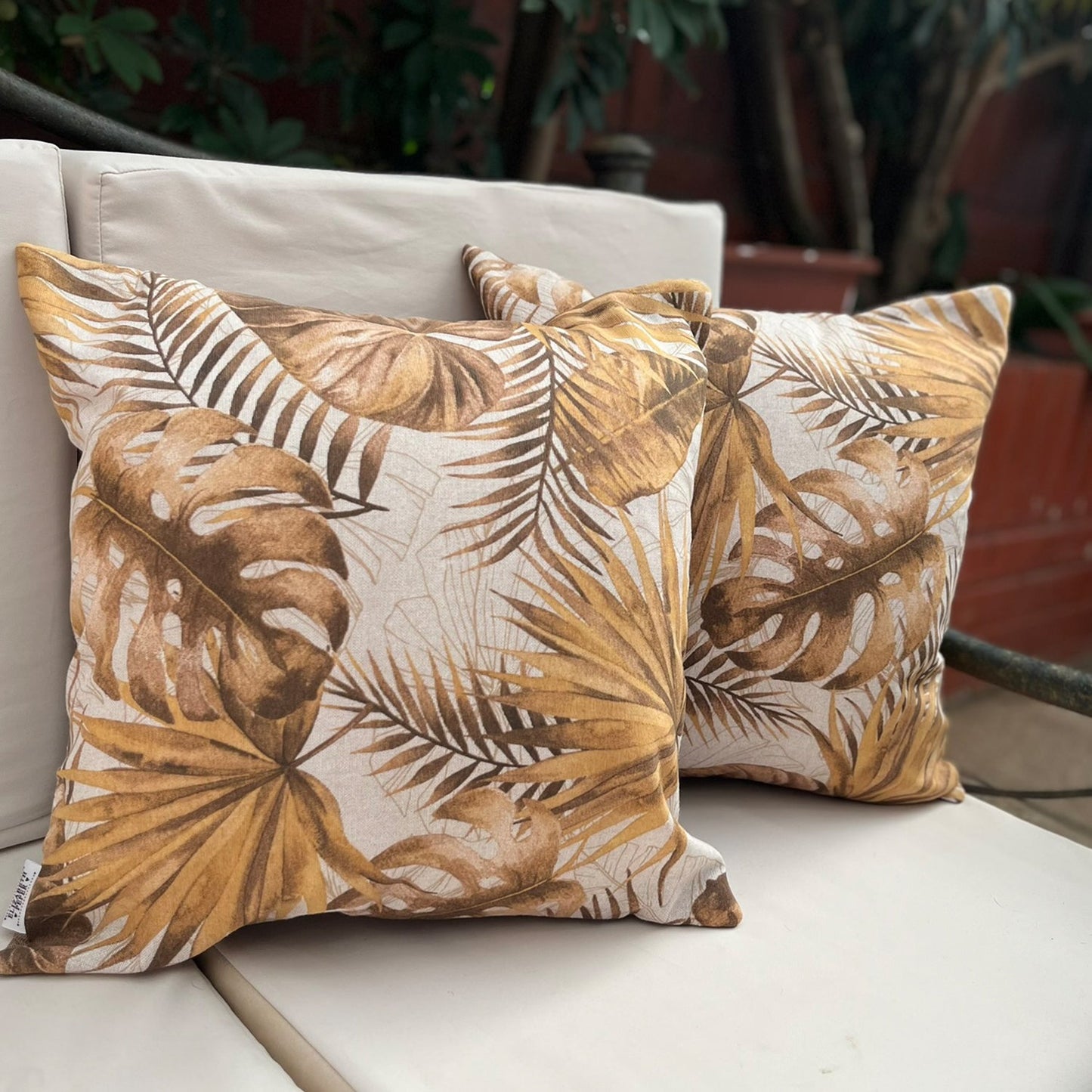 Funda Cojin Decorativo Diseño Monstera Otoño