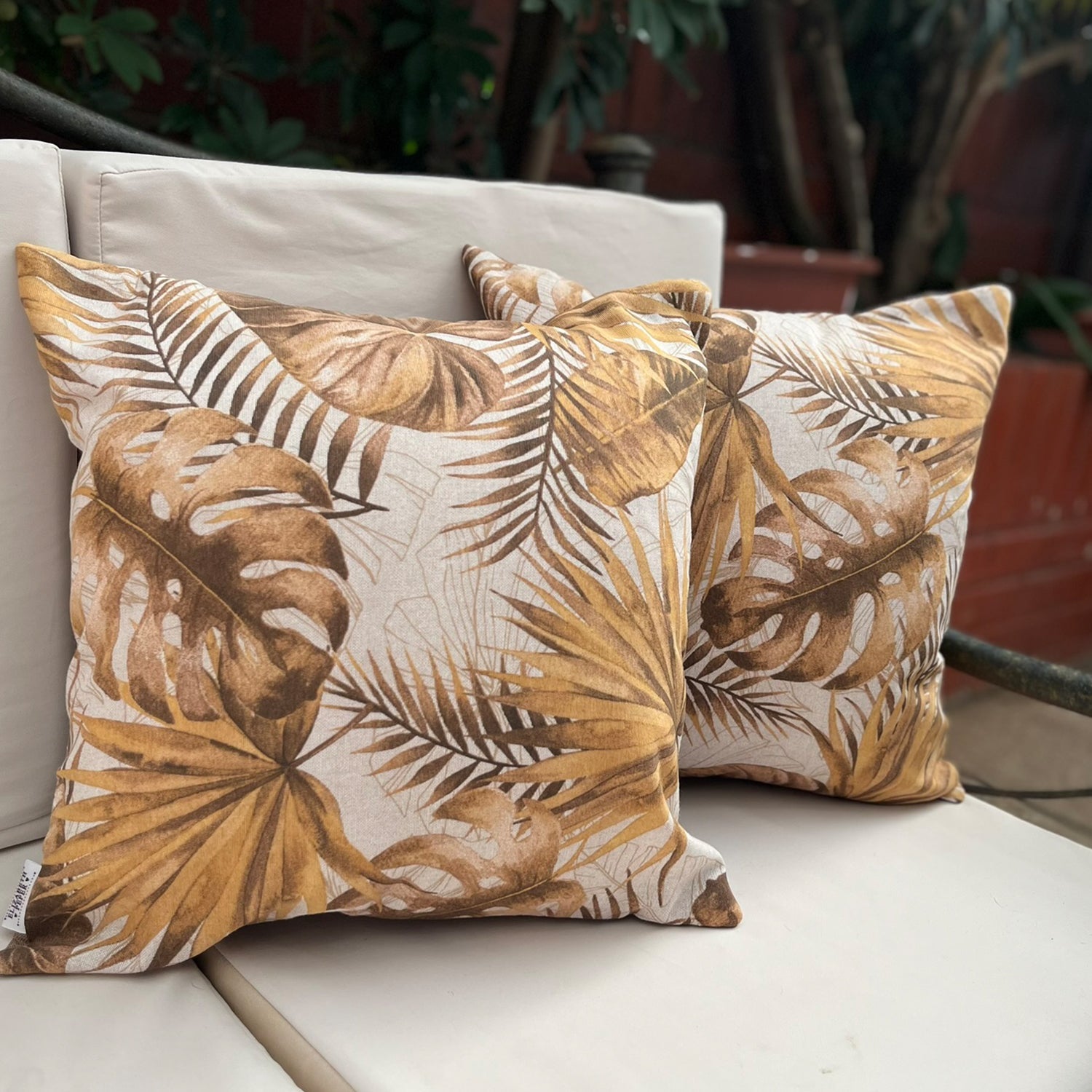 Funda Cojin Decorativo Diseño Monstera Otoño