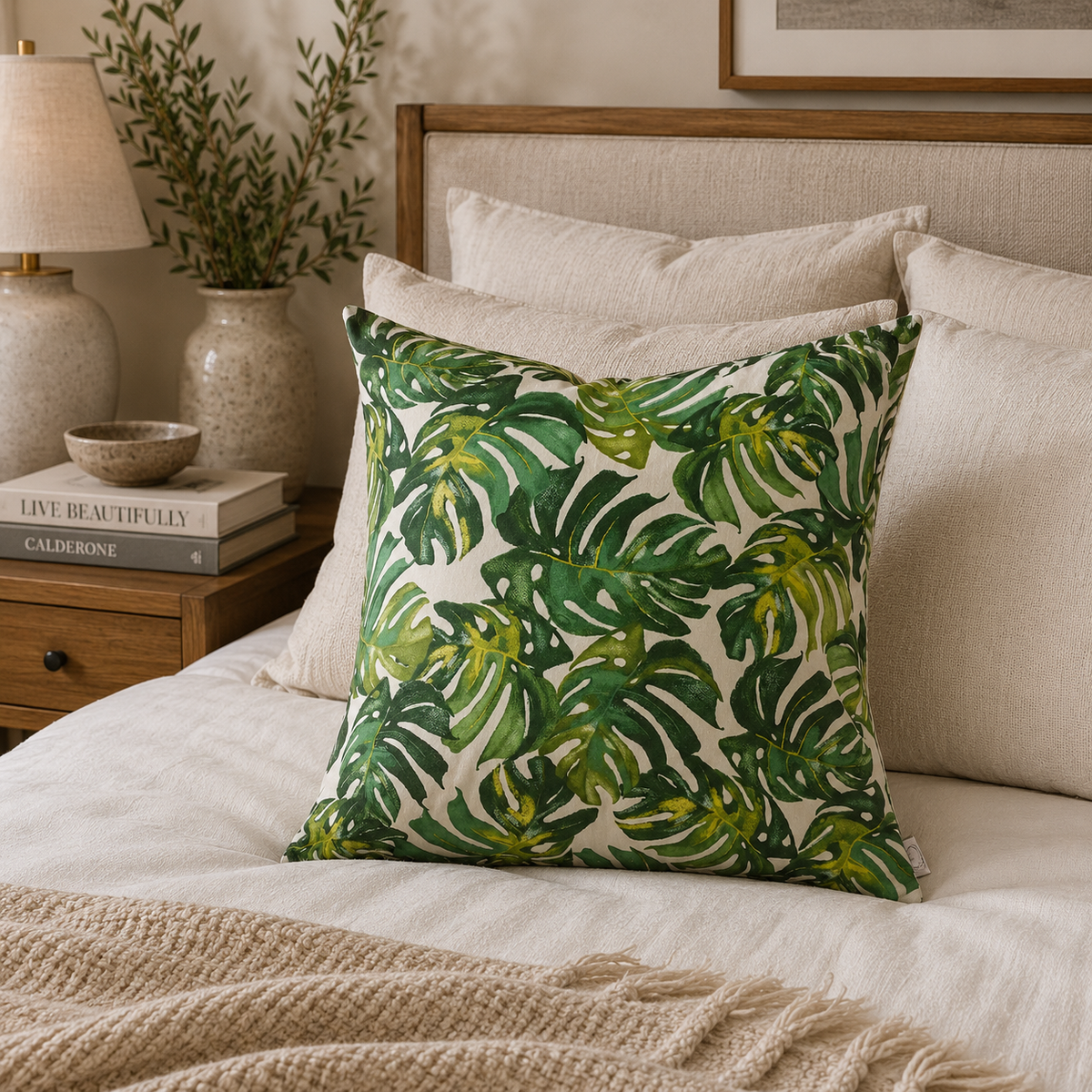 Funda Cojín Decorativo diseño Plantas Verdes